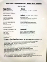 Silvano's Restaurant menu