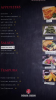 Osaka Sushi Restaurant menu