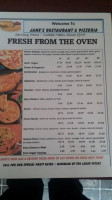 Jane's Pizza menu