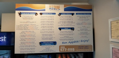 A La Dune menu