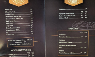 The Golden Spoon menu