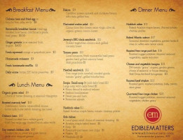 Edible Matters menu