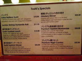 Toshi Japanese menu