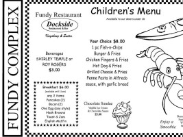 Fundy Dockside Restaurant And Bar menu