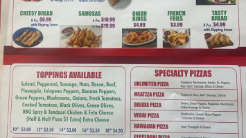 Fort Macleod Pizza menu