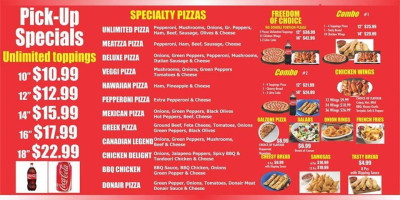 Fort Macleod Pizza menu