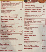 Nappo's Sports Bar and Pub menu