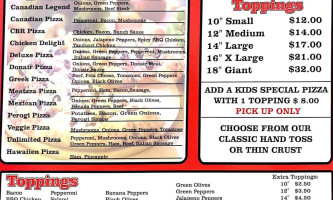 Canadian Pizza Unlimited Innisfail menu