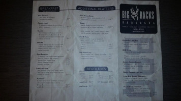 Big Racks Barbecue menu