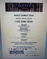 Baileys Homestead menu