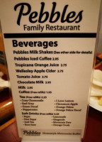 Pebbles Family Restaurant menu