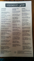 The Boondocks Eatery menu