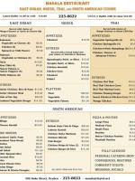 Masala menu