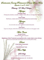 Sentimental Journey Dining Dancing menu