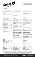 Route 19 Brewing menu