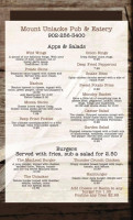 Mount Uniacke Pub Eatery menu