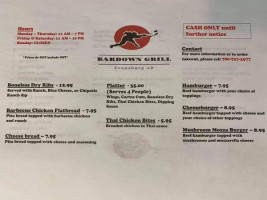 Bardown Grill menu