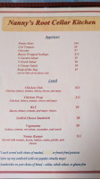 Nanny's Root Cellar Kitchen menu