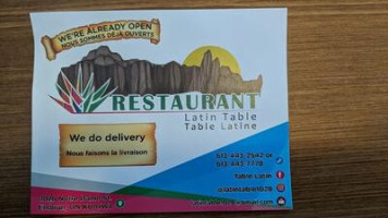 Latin Table menu