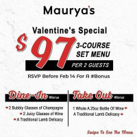 Maurya's Rest. .banquet menu