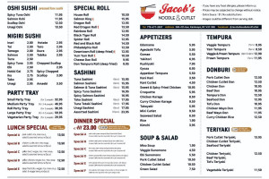 Jacob's Noodle & Cutlet menu