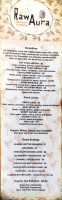 Raw Aura Organic Cuisine menu