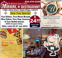 JMK Mahal Restaurant Ltd menu