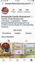 Kemptville Family menu