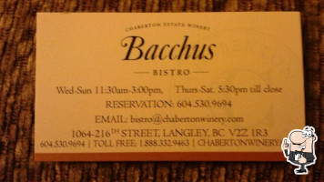 Bacchus Bistro menu