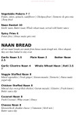 Namaste Bistro menu