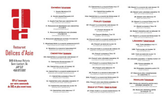 Délices D'asie menu