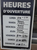 Bourdeau Traiteur menu