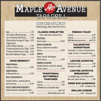 Maple Avenue Tap Grill menu