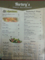 Hartery's Family Restaurant menu