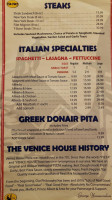 Venice House Pizza menu
