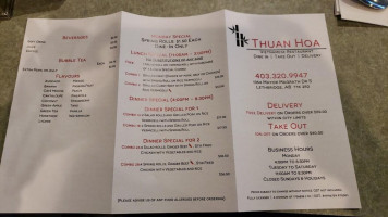 Thuan Hoa Vietnamese Restaurant menu