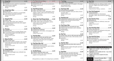 Le Cafe Siam menu