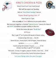 King's Chicken Pizza menu