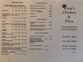 King's Chicken Pizza menu