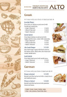 Alto Restaurant menu