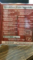 The Breakfast Barn Diner menu