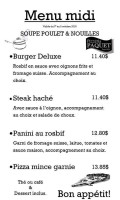 Pizzéria Paquet menu