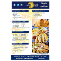 Taco Sol (ranvee’s Eatery) menu