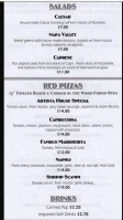 Artista Pizzeria menu