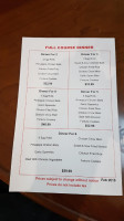 Kwong's Restaurant menu