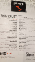 The Boot Social Pizzeria menu
