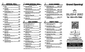 Sushi 990 menu