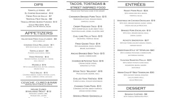 El Cortez Tequila Bar and Kitchen menu