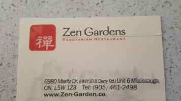 Zen Gardens menu