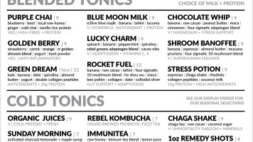 Rebel Remedy menu